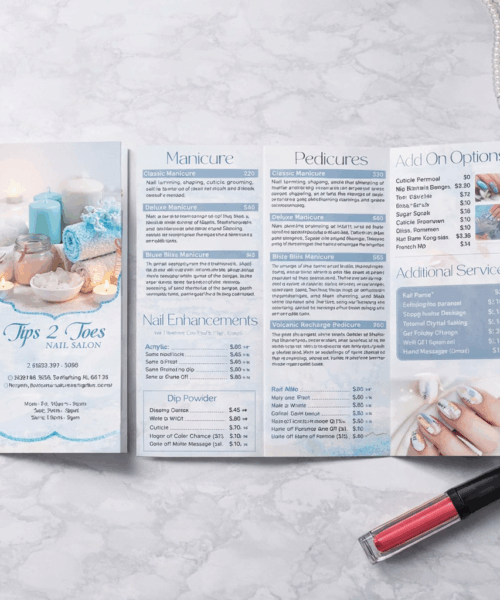 Menu Nail Gấp Z Trình Bày Bảng Giá